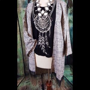 BNWT Spoon Jeans Aztec print Fringe Kimono XL